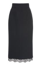 Dolce & Gabbana Lace-trimmed Crepe Midi Skirt