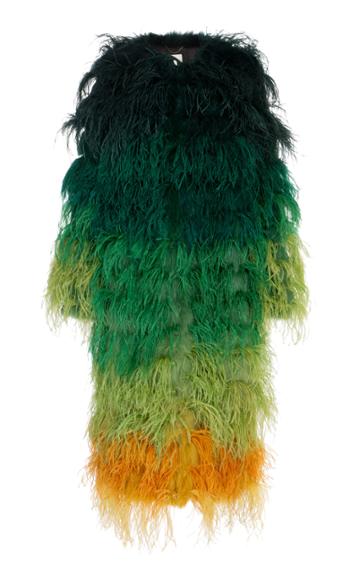 Mary Katrantzou Ombre Feather-trimmed Faux Fur Coat