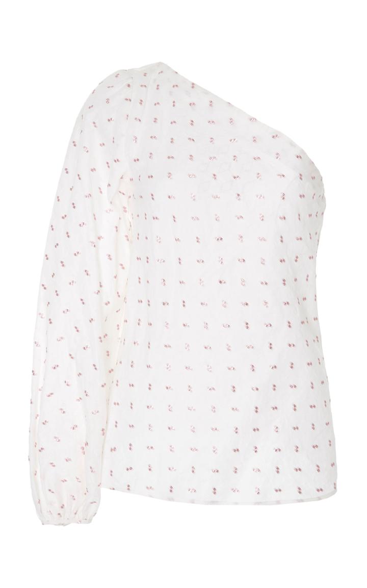 Markarian Exclusive Embroidered One-shoulder Cotton Top