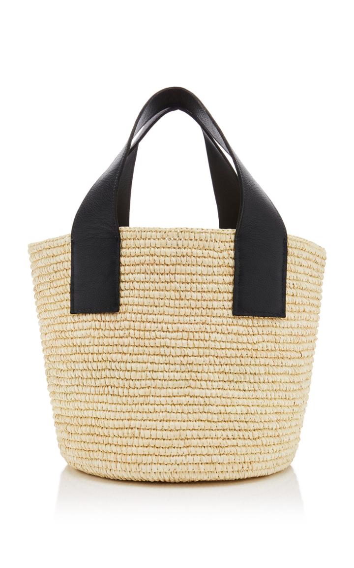 Sensi Studio Oversized Leather-trimmed Straw Tote