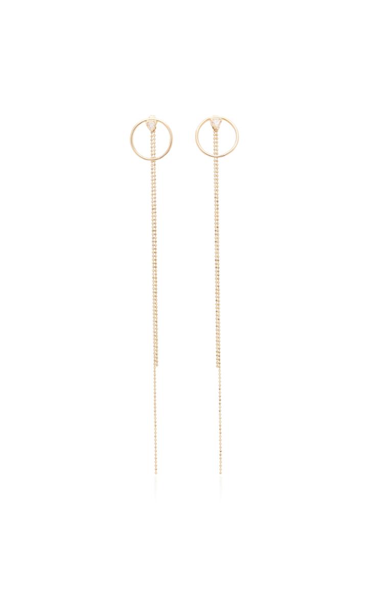 Shahla Karimi Trillion 14k Gold Diamond Hoop Dangle Earrings