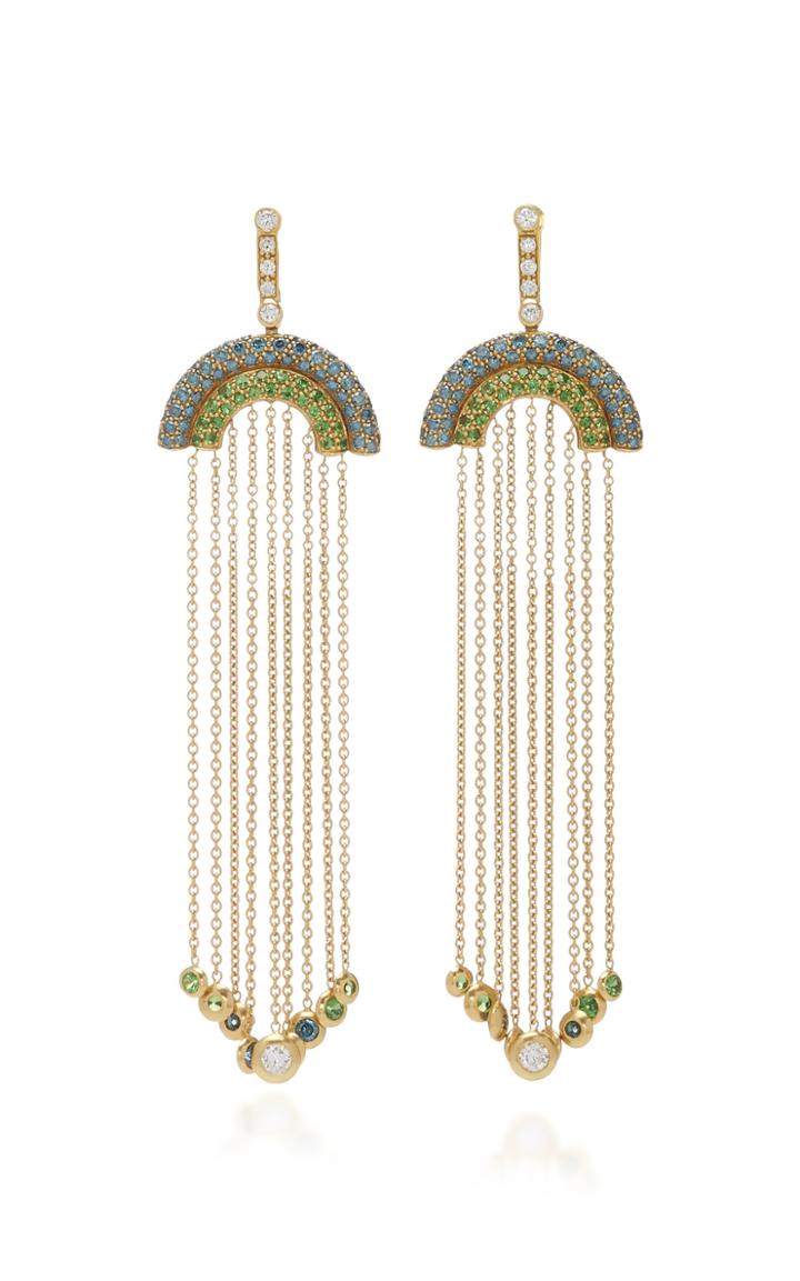 Robinson Pelham Juke 18k Gold Sapphire Diamond And Tsavorite Earrings