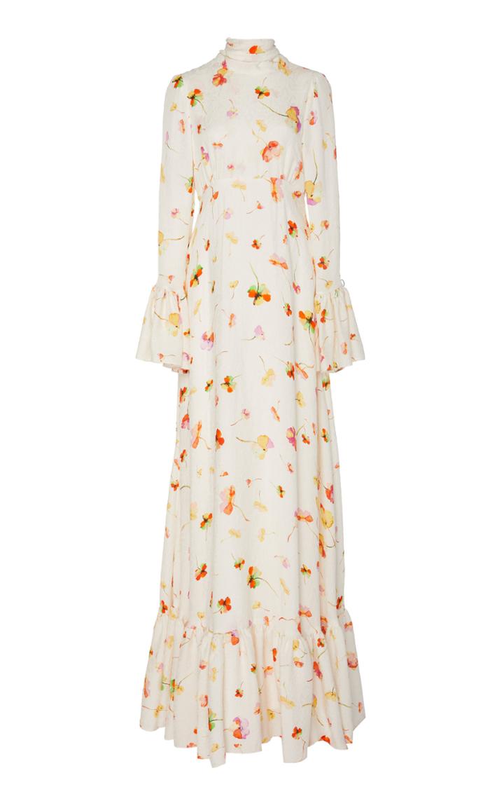 Monique Lhuillier Floral-printed Crepe Gown