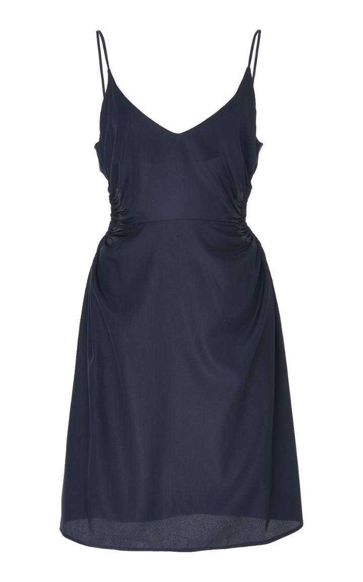 Rokh Cutout Gathered Crepe De Chine Dress