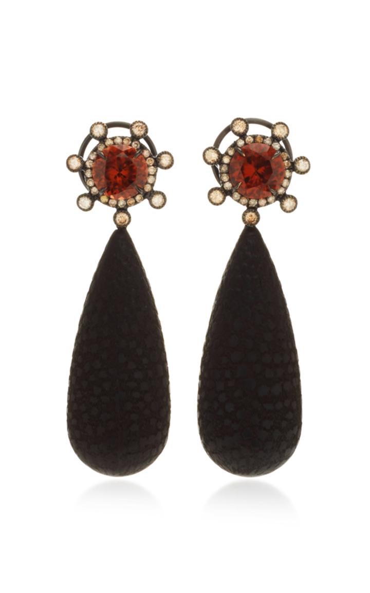 Vram One-of-a-kind Zircon Diamond And Jet Earrings
