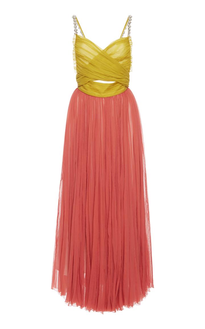 Etro Two-tone Embellished Silk-chiffon Dress
