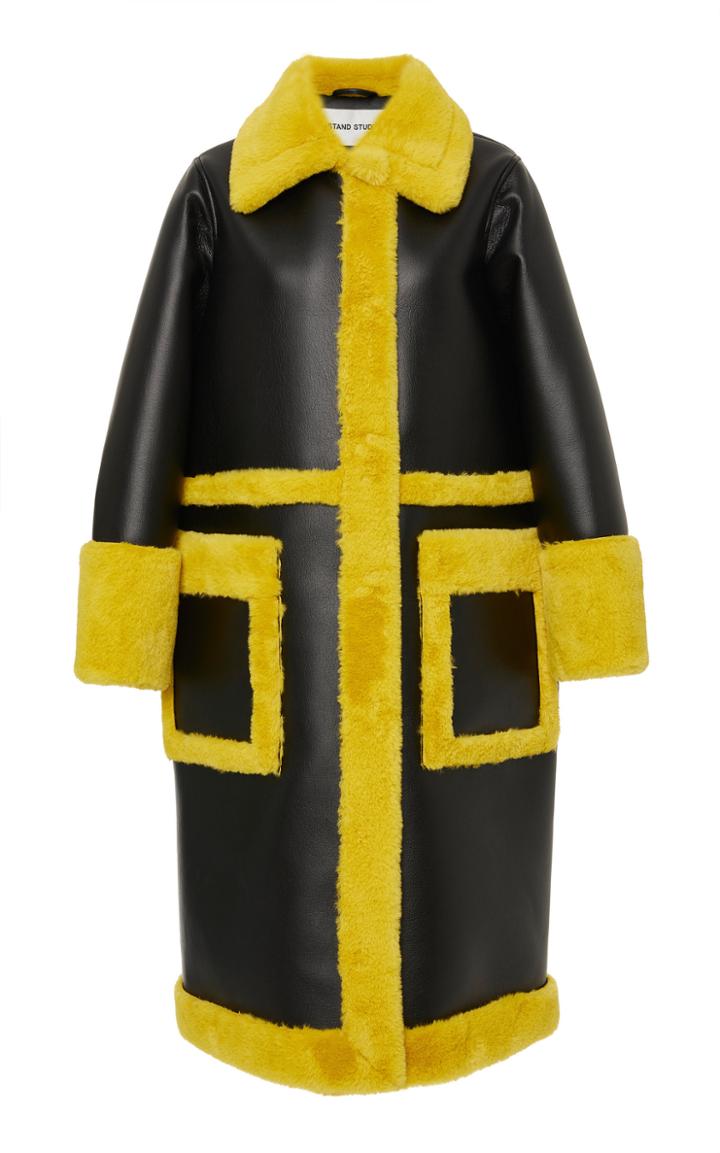 Stand Studio Riley Two-tone Faux Leather Coat