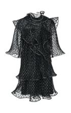 Alberta Ferretti Polka Dot Ruffled Tulle Dress