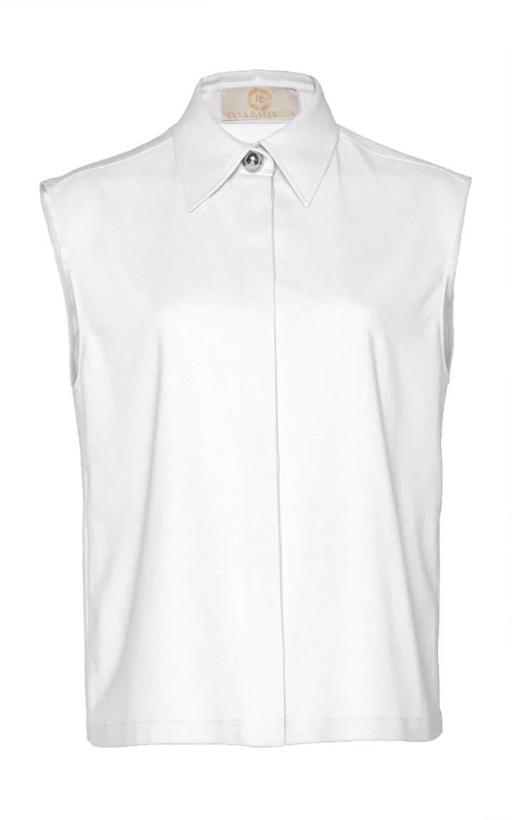 Sara Battaglia Cotton-blend Sleeveless Button-down