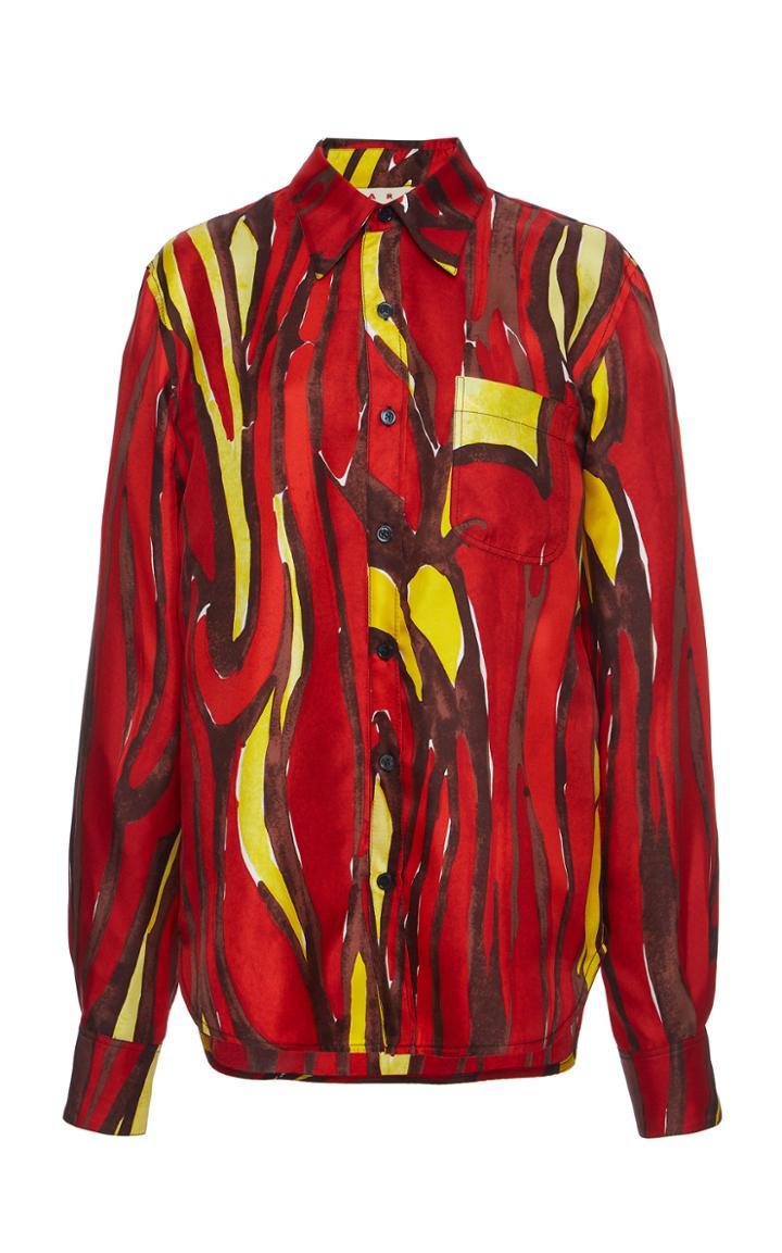 Marni Long Sleeve Silk Polo Neck Blouse