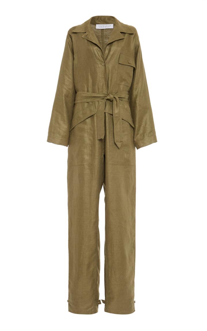 Moda Operandi Gabriela Hearst Phoebus Collared Hemp Jumpsuit Size: 38