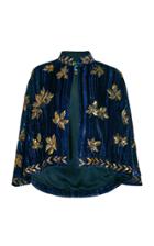 Moda Operandi Libertine Blue Marrakesh Embellished Striped Velvet Capelet