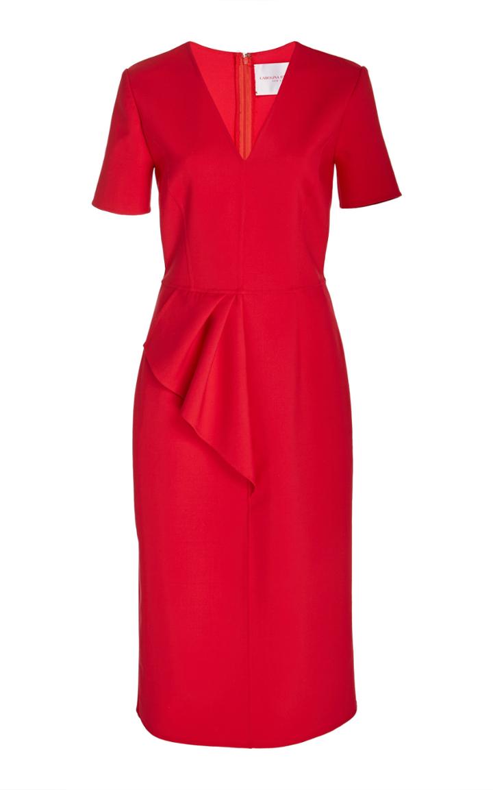 Carolina Herrera Ruffle-accented Short Sleeve Crepe Dress