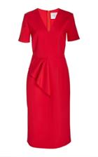 Carolina Herrera Ruffle-accented Short Sleeve Crepe Dress