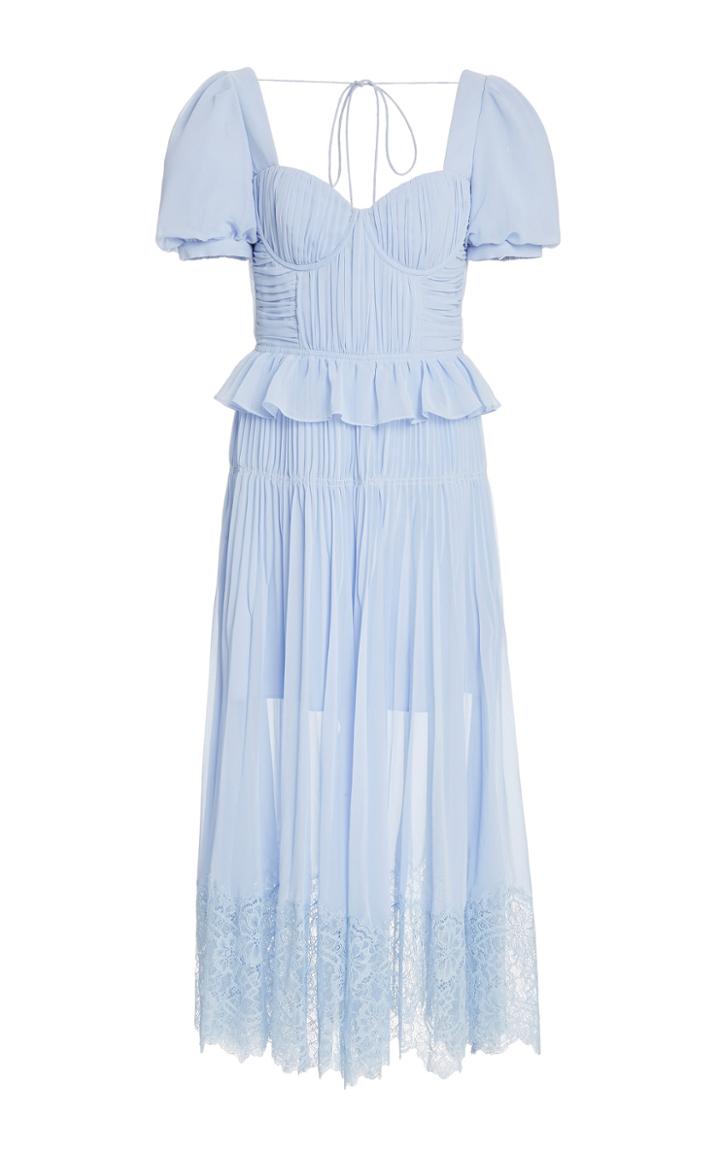 Self Portrait Peplum Chiffon Midi Dress