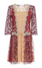 Alberta Ferretti Colorblocked Lace Dress
