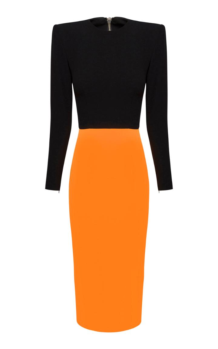 Alex Perry Darley Two-tone Crepe Midi Dress