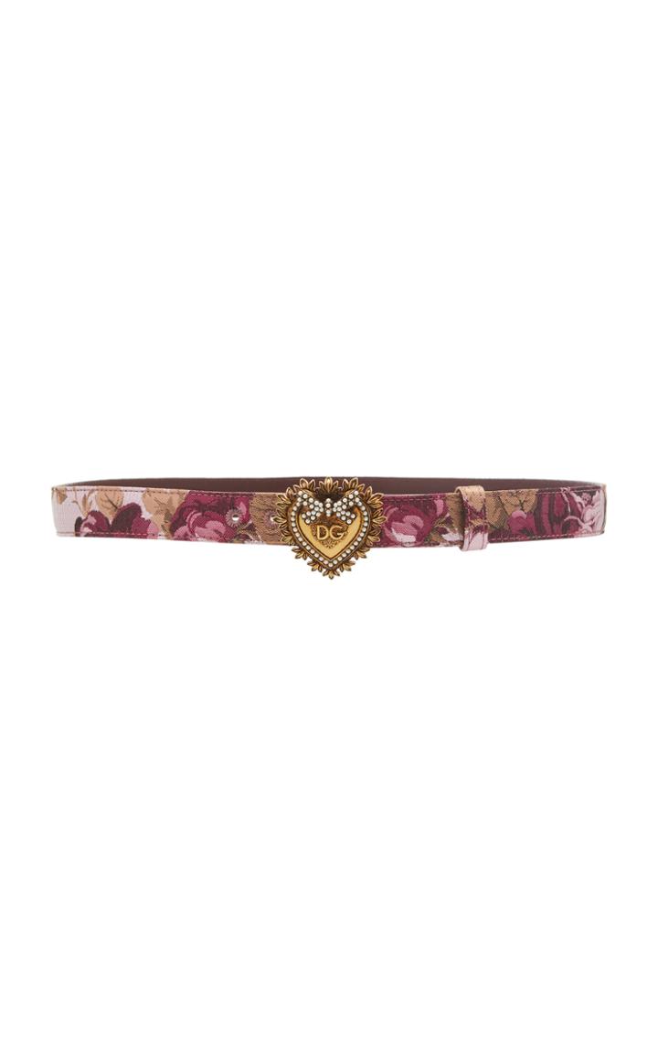 Dolce & Gabbana Faux Pearl-embellished Floral-jacquard Belt