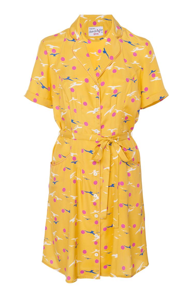 Hvn Exclusive Maria Floral-print Silk Mini Shirt Dress