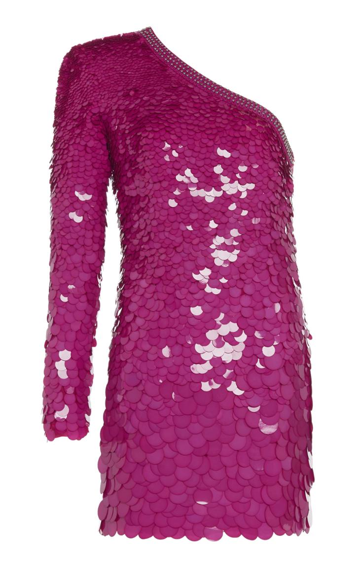 Moda Operandi Dundas One-shoulder Sequined Silk Mini Dress Size: 38