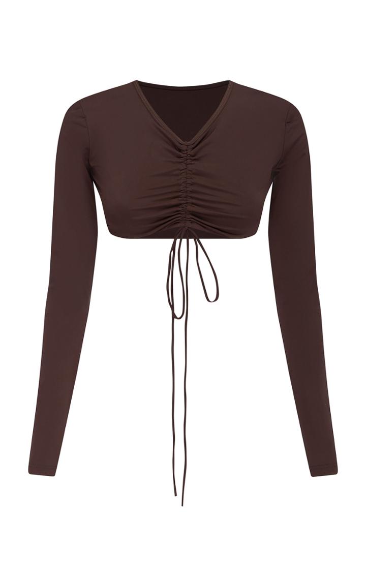 Moda Operandi Christopher Esber Ruched Crop Long Sleeve Sun Tee