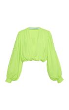 Off-white C/o Virgil Abloh Cropped Neon Crepe Blouse