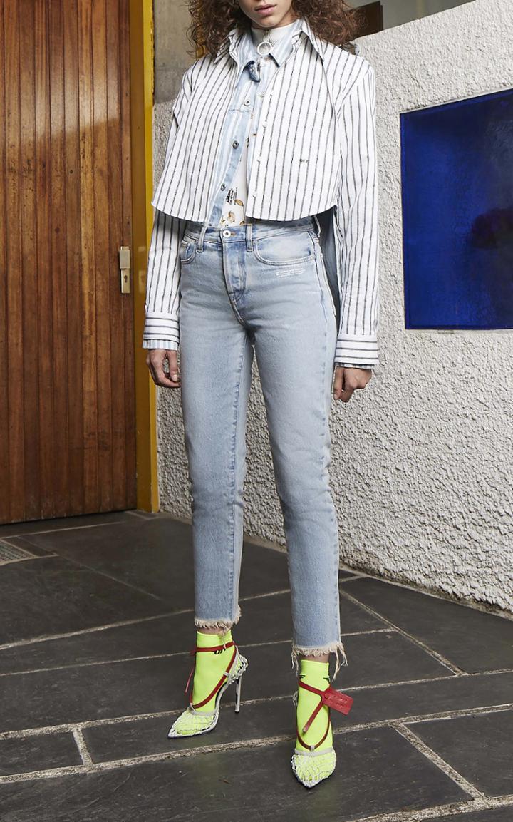 Off-white C/o Virgil Abloh Striped Cropped Cotton Shirt