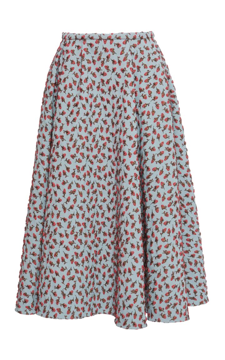 Rochas Flower Brocade Midi Skirt