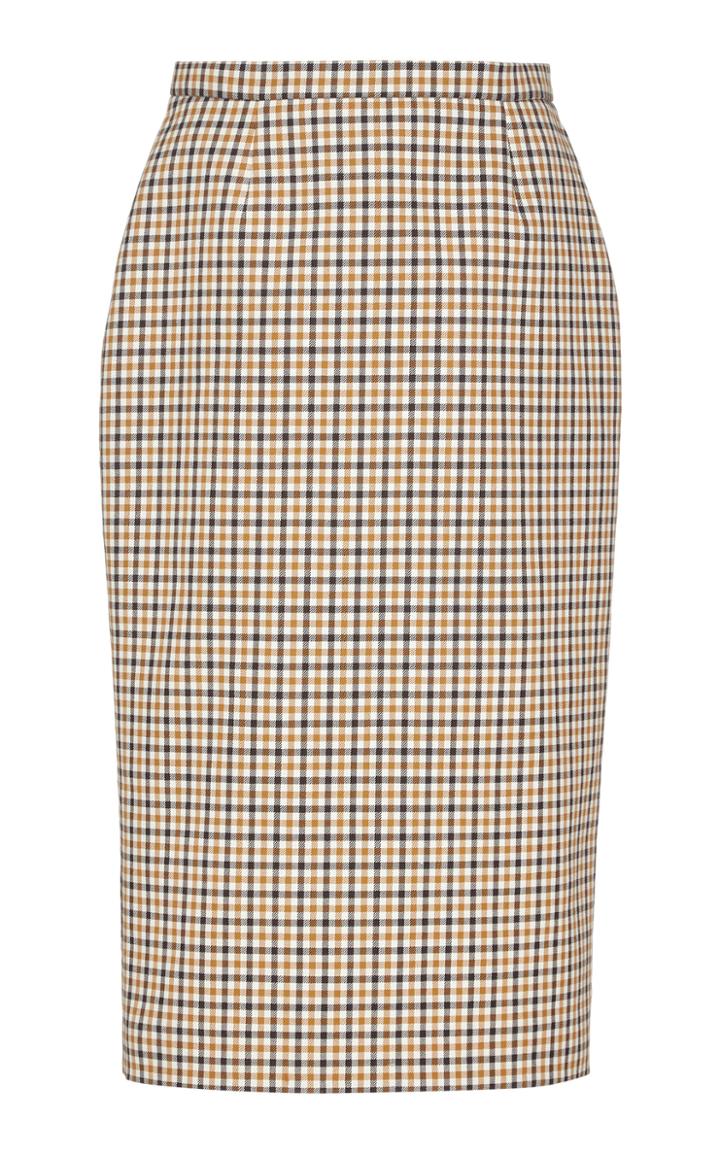 Moda Operandi Rochas Gingham Pencil Skirt Size: 40