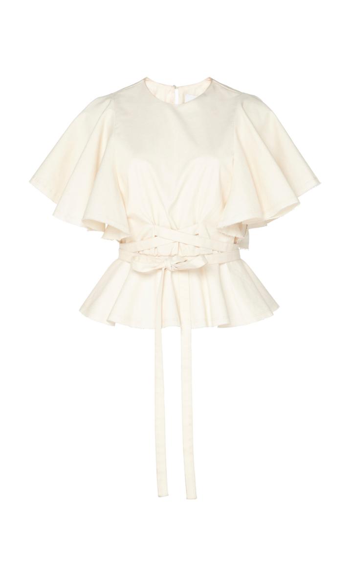 Johanna Ortiz Back To Basics Cotton-blend Wrap Top