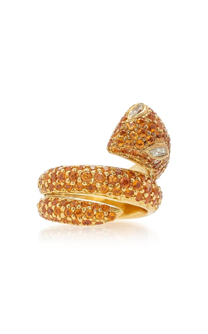 Gioia Snake 18k Gold And Garnet Ring