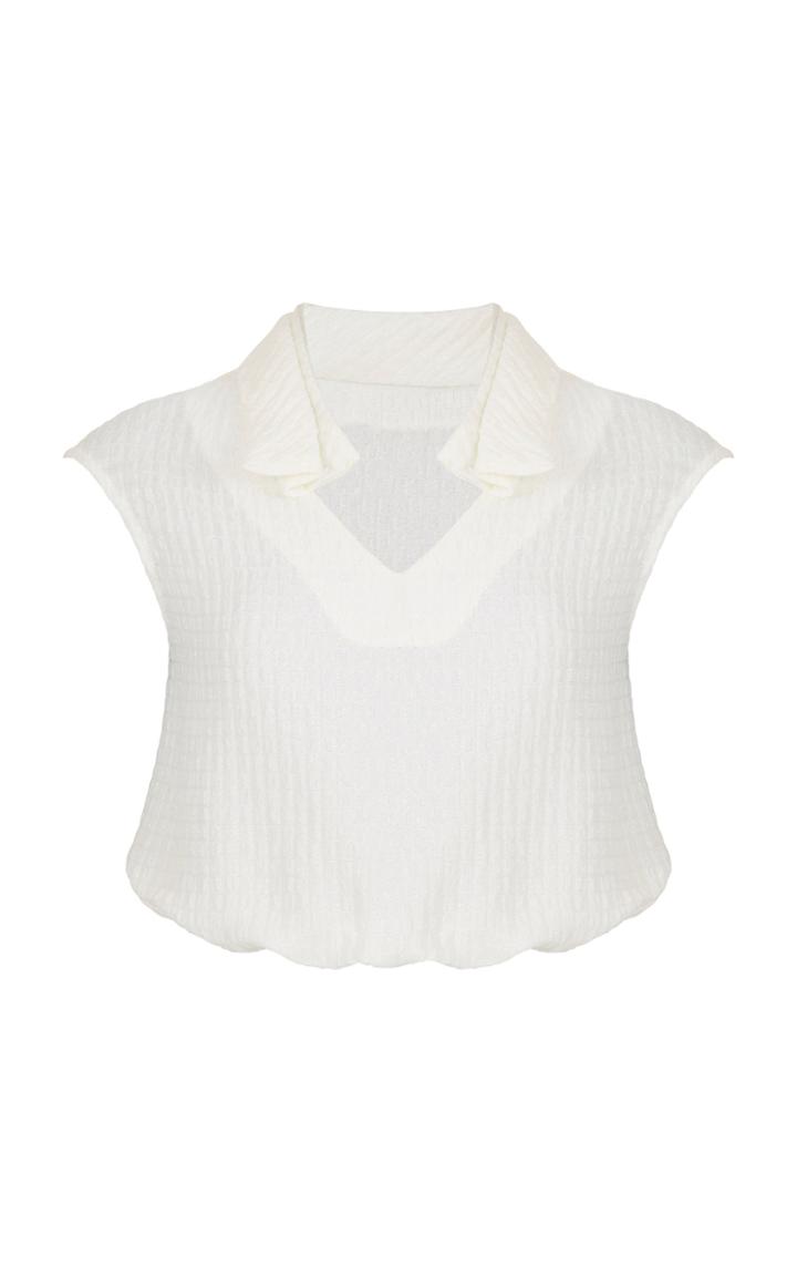 Razan Alazzouni Double Collar Crop Top