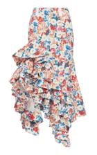 Jw Anderson Floral-print Ruffled Cotton Skirt