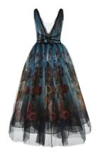 Marchesa Floral Ombre V Neck Dress