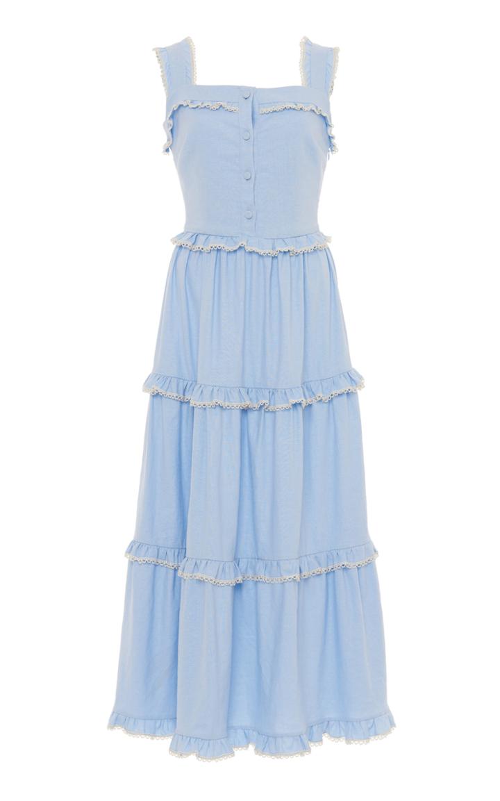 Moda Operandi Luisa Beccaria Tiered Ruffled Linen-blend Dress Size: 38