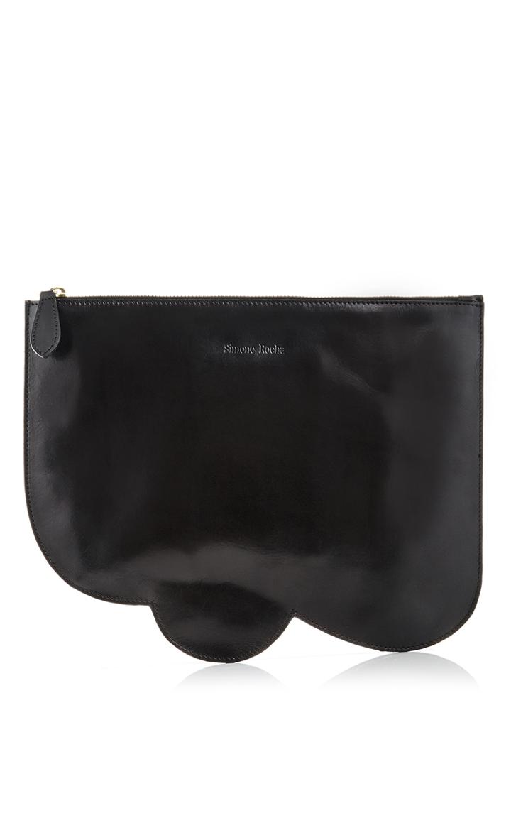 Simone Rocha Black Scalloped Leather Clutch