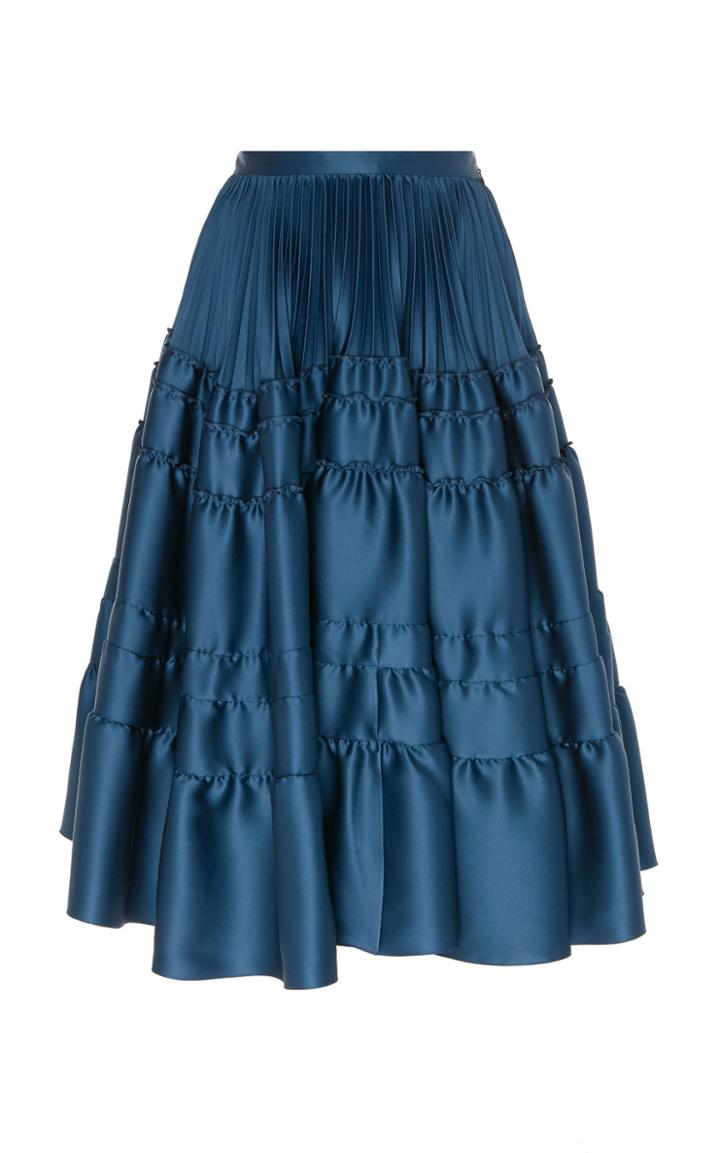 Rochas Gathered Silk Duchess Satin Skirt