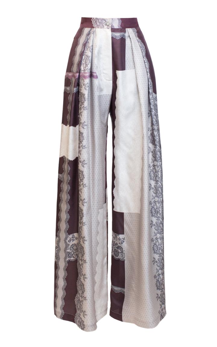 Lake Studio High-wasted Mixed-print Silk Wide-leg Pants