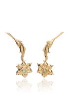 Rodarte Gold Drop Flower Earrings With Swarovski Crystal Details
