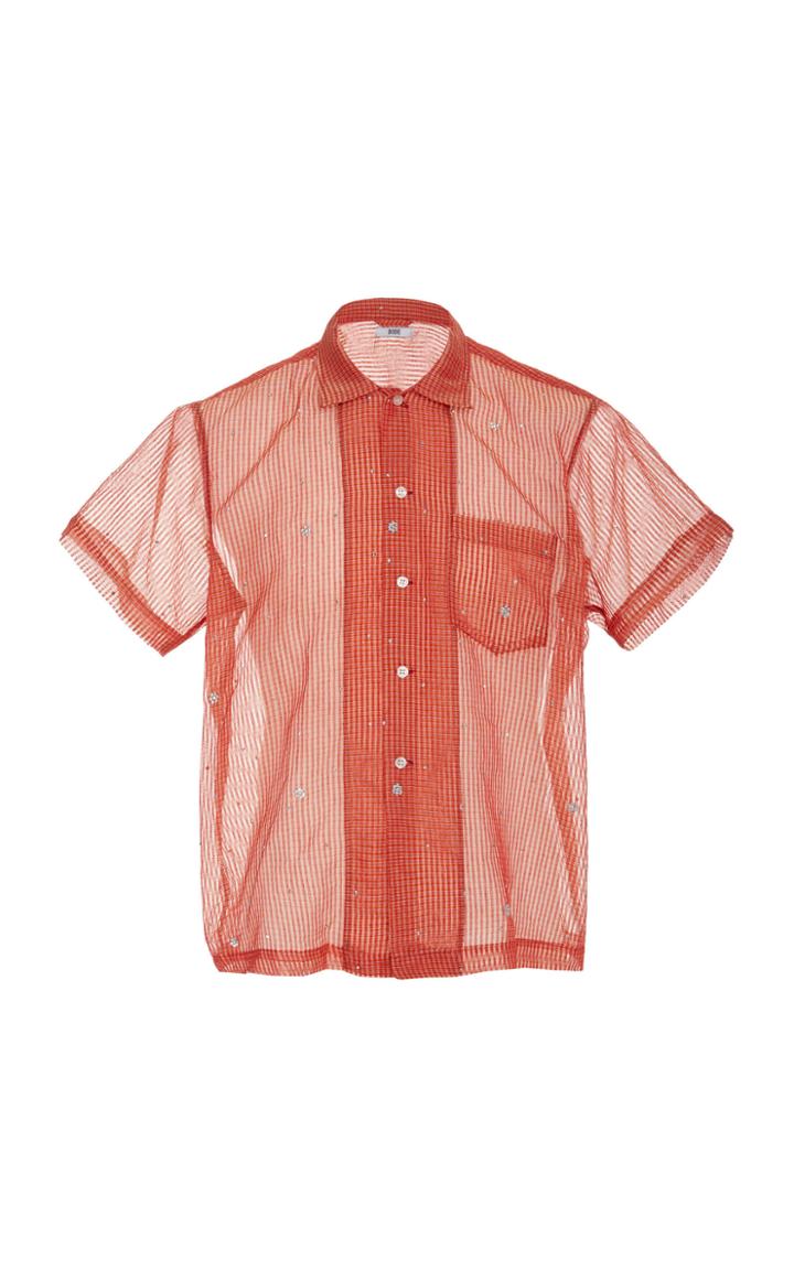 Bode Sheer Flower Gem Shirt