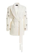 Moda Operandi Dundas Belted Bead-embellished Double-breasted Blazer