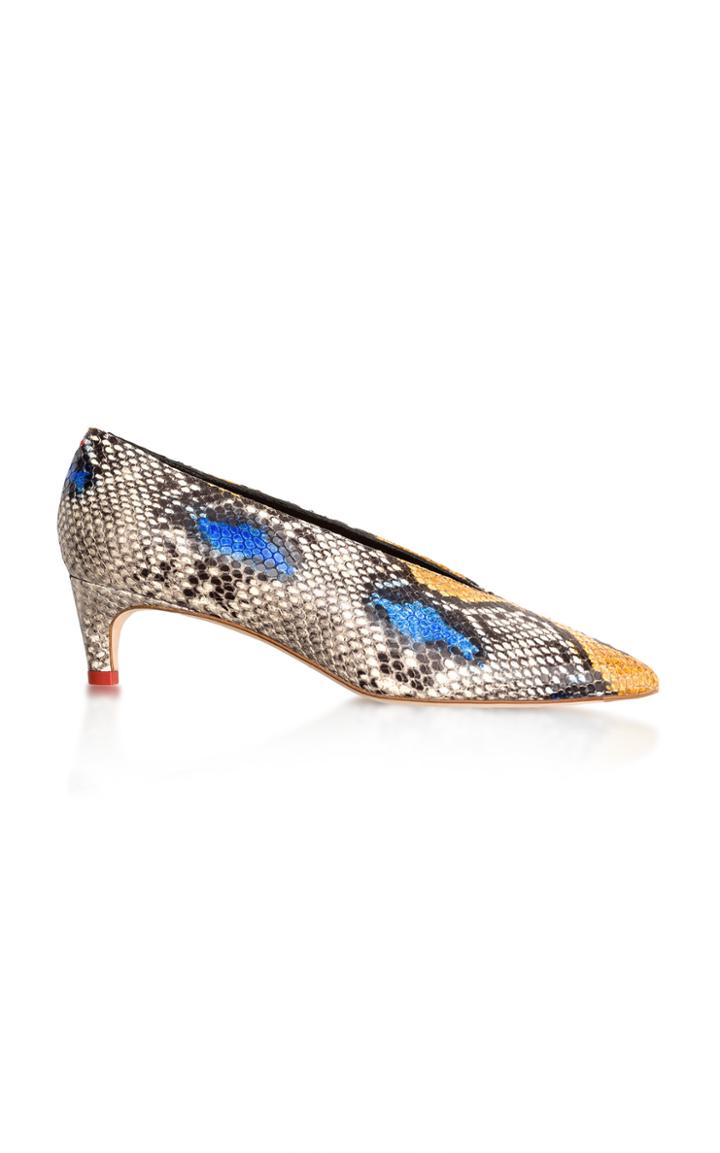 Aeyde Camilla Snake-effect Kitten Heels