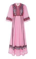 Figue Electra Embroidered Cotton Midi Dress