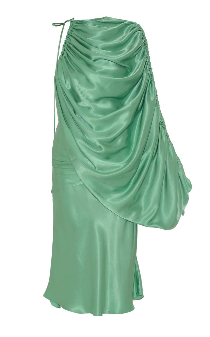 Moda Operandi Lado Bokuchava One-sleeve Gathered Satin Dress Size: Xs