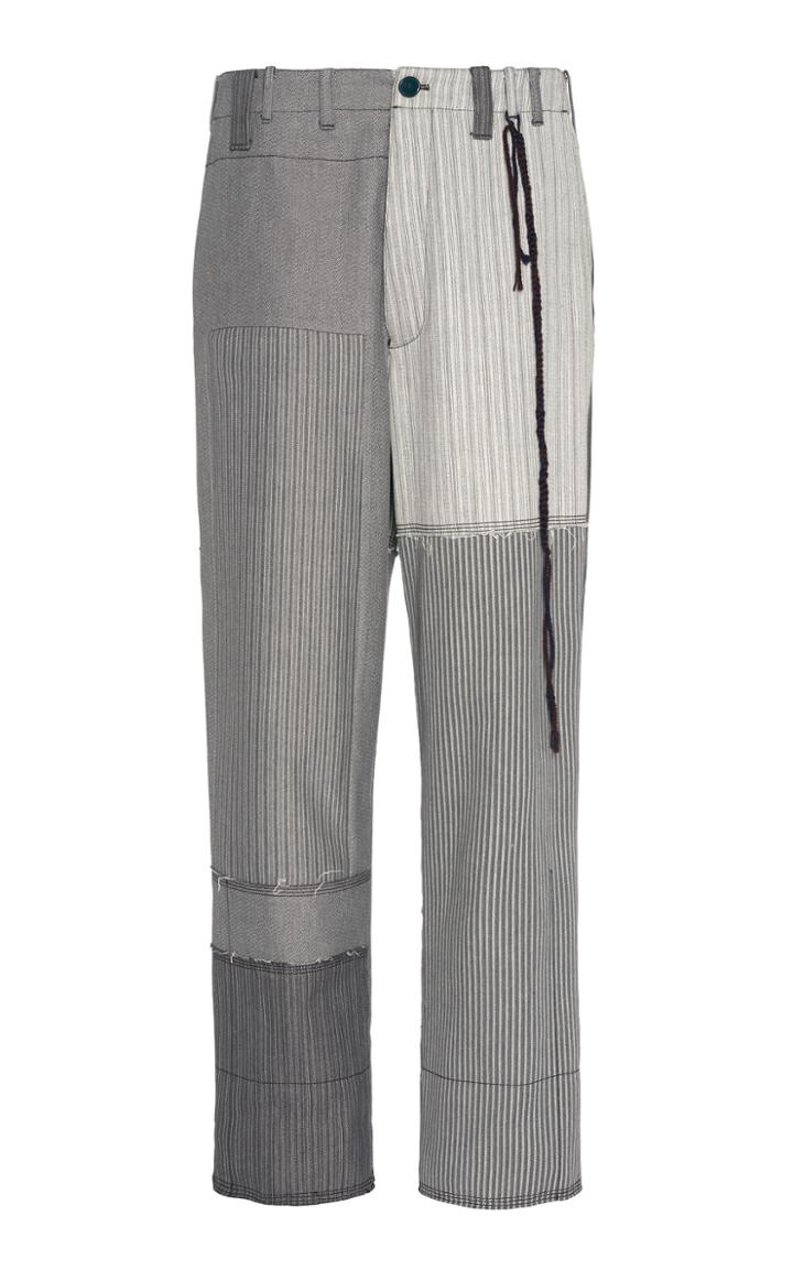 Federico Curradi Patchwork Striped Straight-leg Cotton Chinos Size: 46