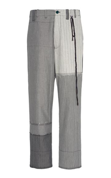 Federico Curradi Patchwork Striped Straight-leg Cotton Chinos Size: 46