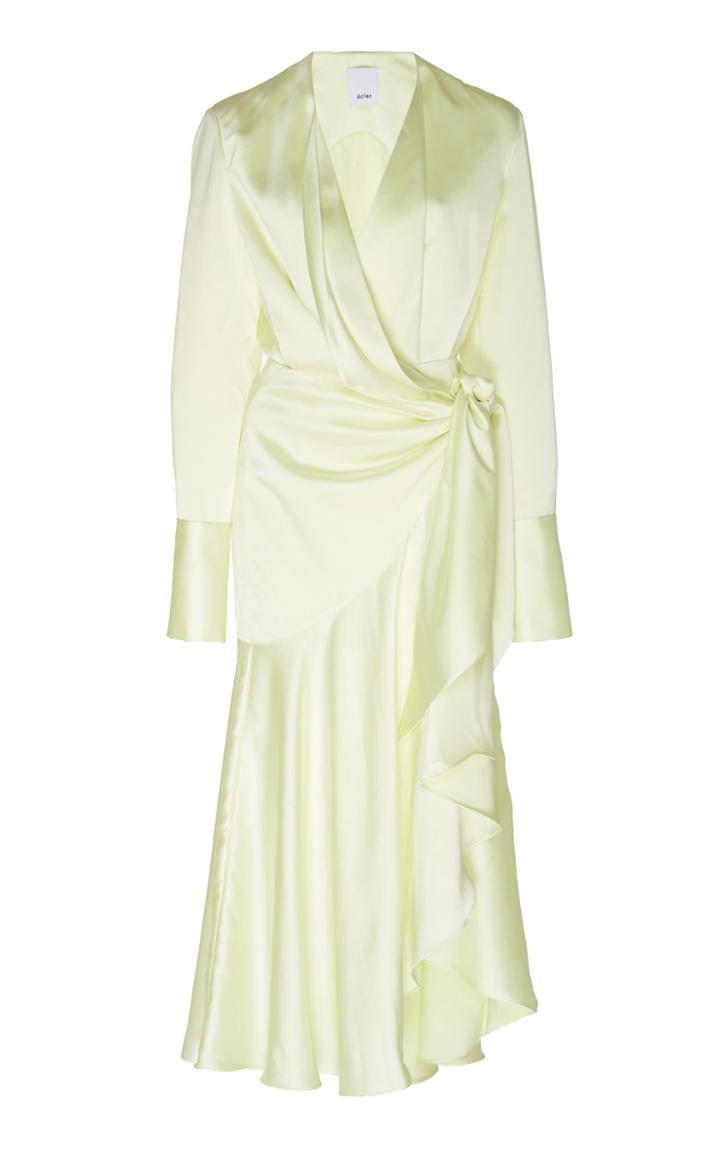Acler Loftin Draped Satin Midi Dress