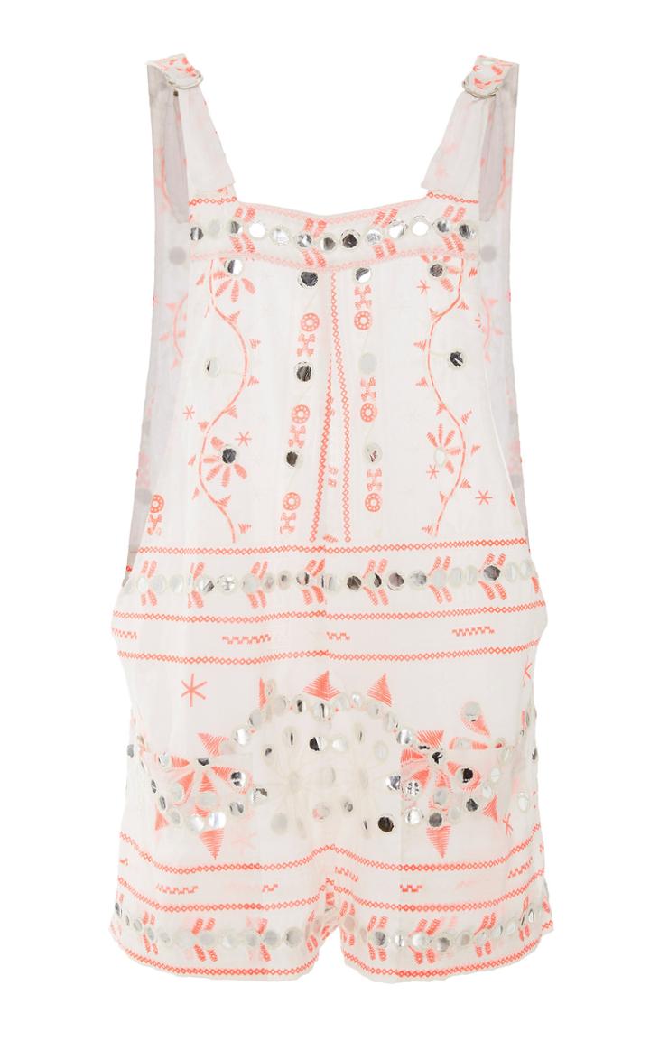 Juliet Dunn Nomad Print Embroidered Romper