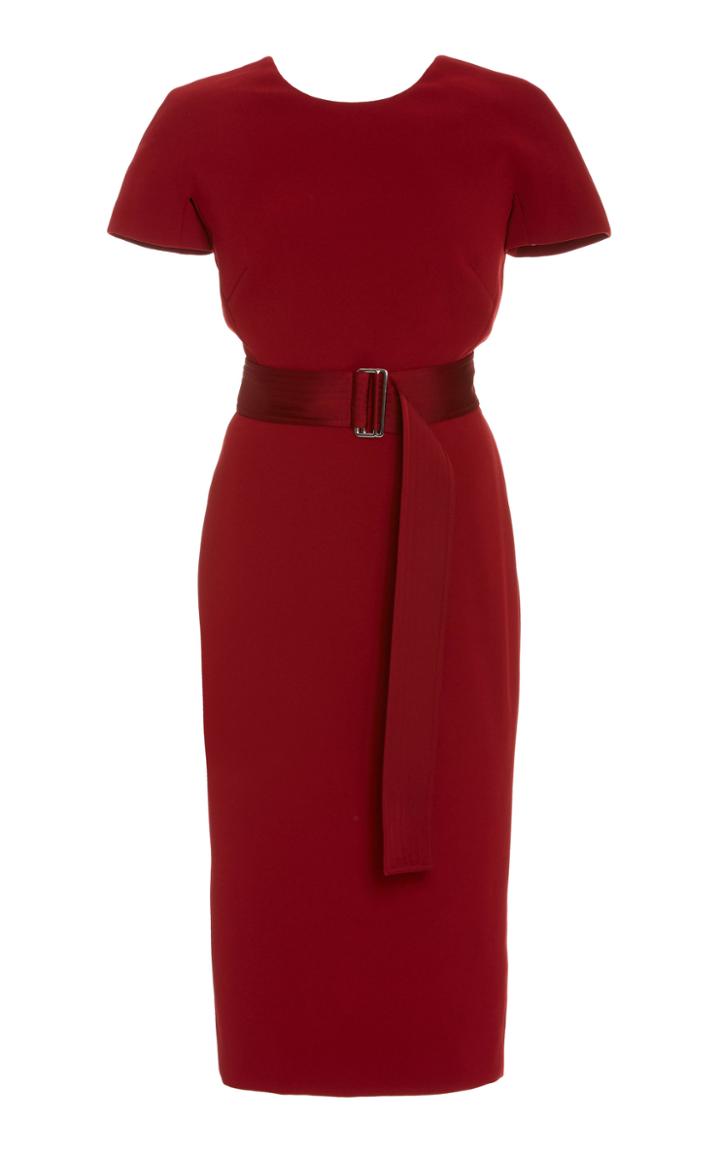 Victoria Beckham Belted Stretch-jersey Midi Dress