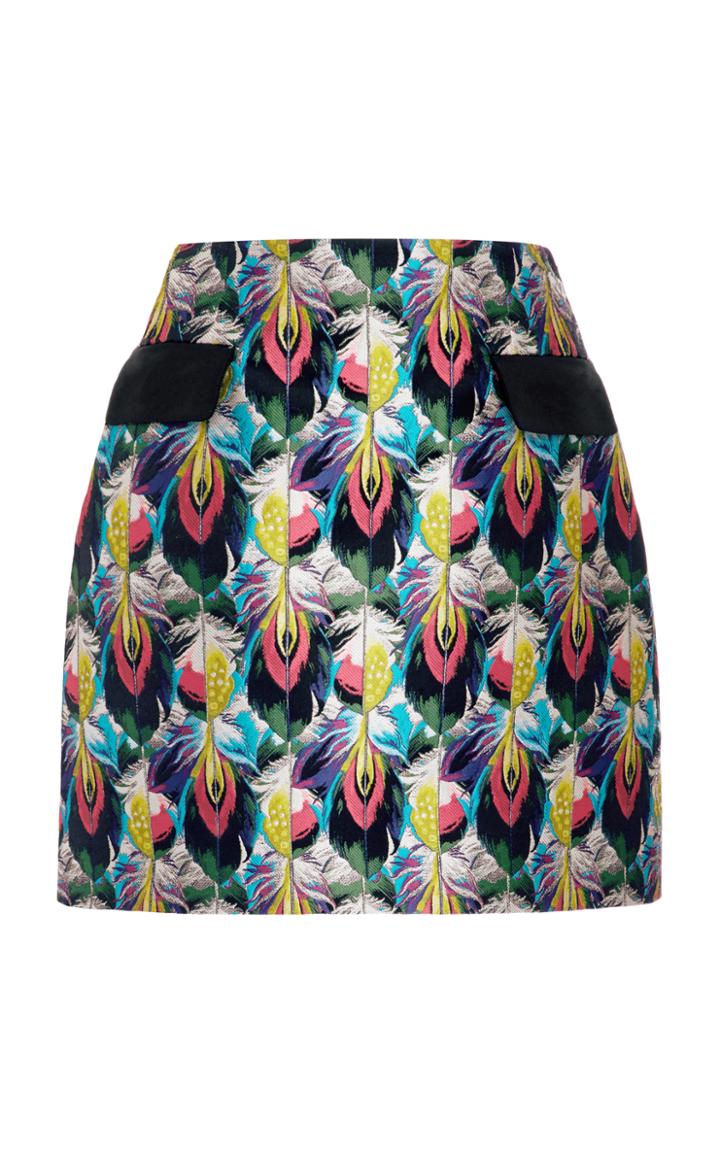 Mary Katrantzou Clovis Feather Jacquard Mini Skirt